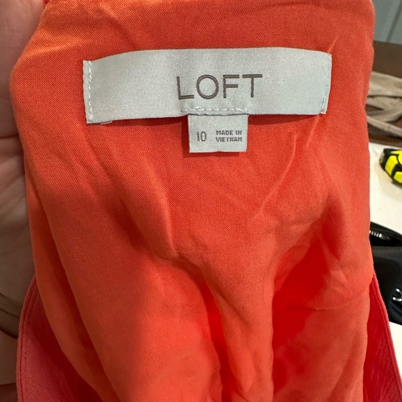 Loft Orange Belted Pocket Midi Dress size 10 - Picture 5 of 6